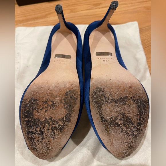 BADGLEY MISCHKA Jeannie Navy Satin platform pumps - Picture 7 of 11